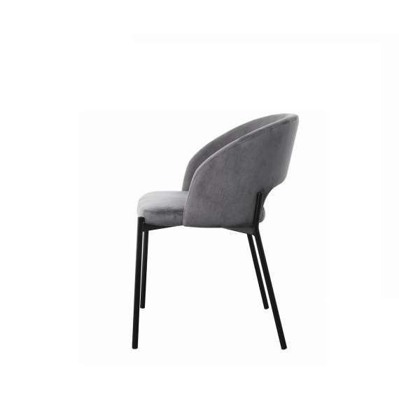 Stol SALVADOR - grå velvet- svart bein