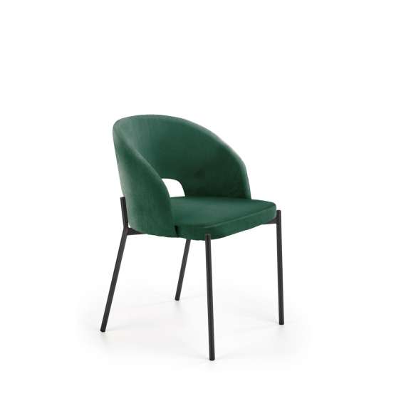 Stol SALVADOR - flaskegrønn velvet- svart bein