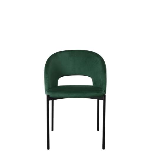 Stol SALVADOR - flaskegrønn velvet- svart bein