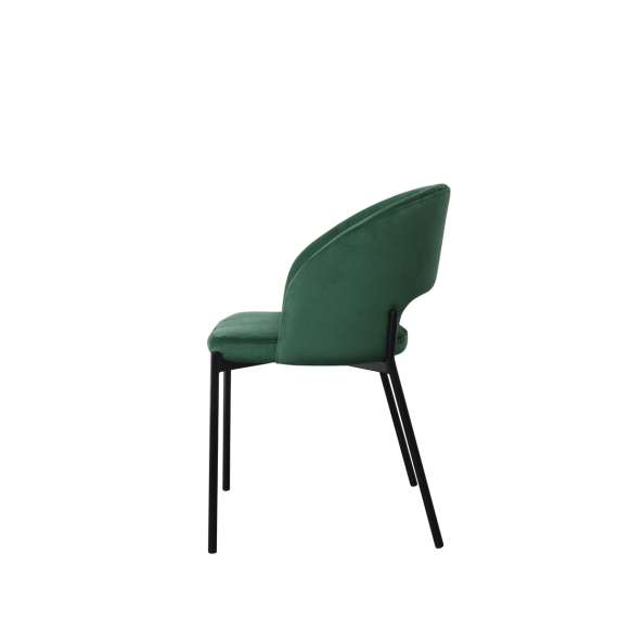 Stol SALVADOR - flaskegrønn velvet- svart bein