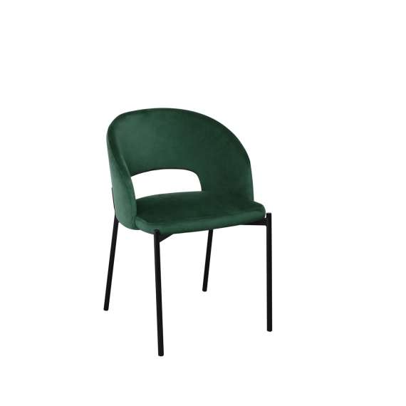 Stol SALVADOR - flaskegrønn velvet- svart bein