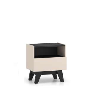 Nattbord FRESH 50x53 - cashmere + svart matt - med skuff