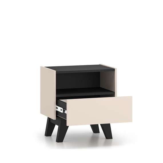 Nattbord FRESH 50x53 - cashmere + svart matt - med skuff