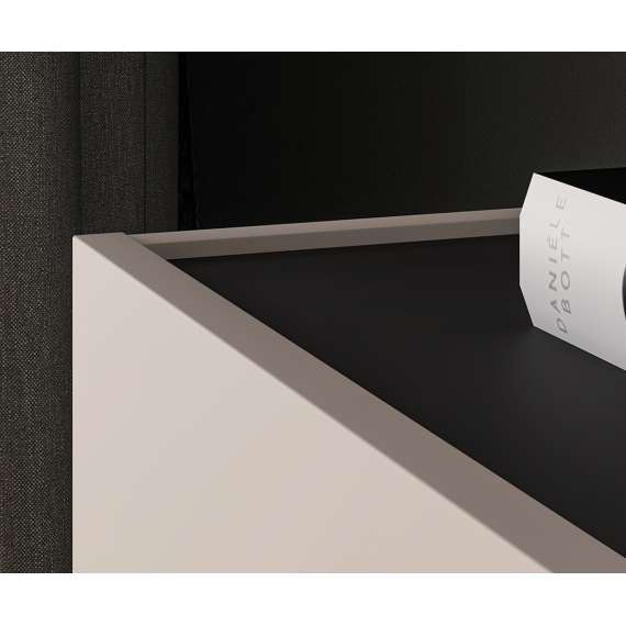 Tv-benk FRESH 160x55 - cashmere + svart matt - 2 dører - 2 skuffer