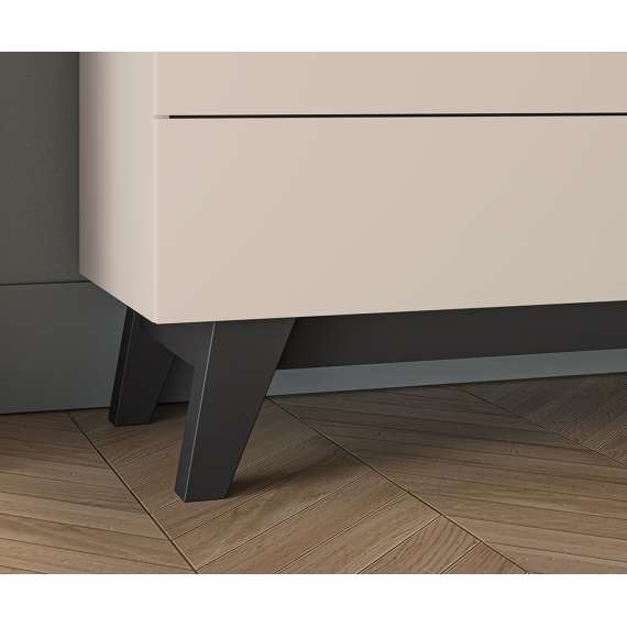 Tv-benk FRESH 160x55 - cashmere + svart matt - 2 dører - 2 skuffer