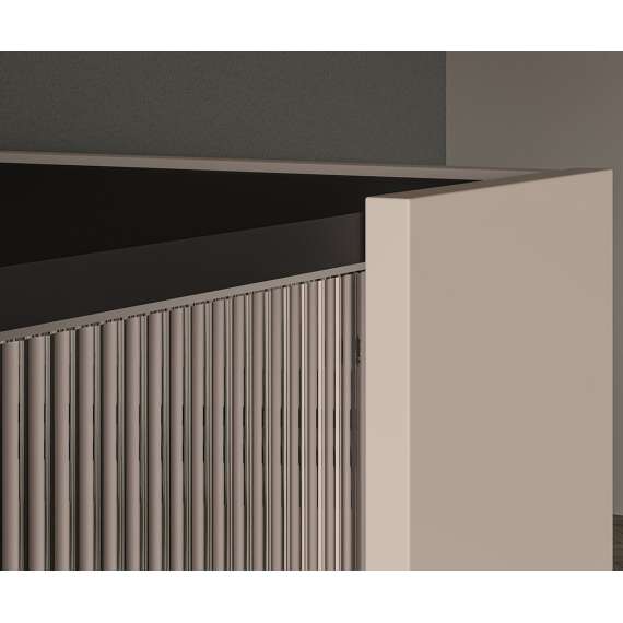 Vitrineskap FRESH 155x95 - cashmere + svart matt - glas riflet