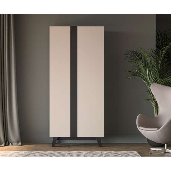 Garderobeskap FRESH 90x200 - cashmere + svart matt - 2 dører