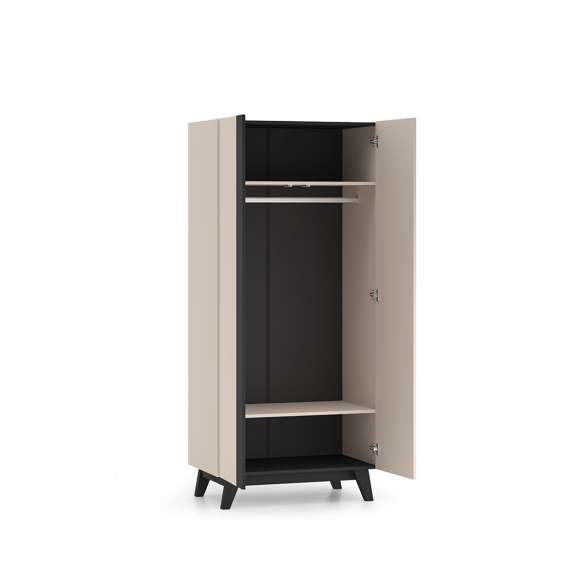 Garderobeskap FRESH 90x200 - cashmere + svart matt - 2 dører