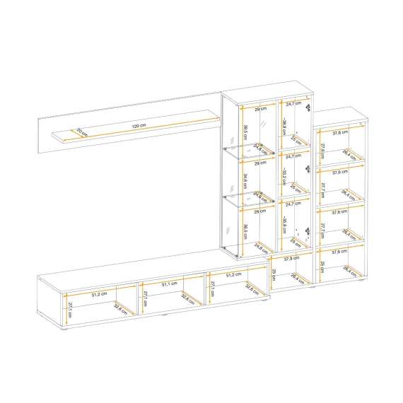 Seksjon SILK II 240x145 cm - eik wotan - antrasit