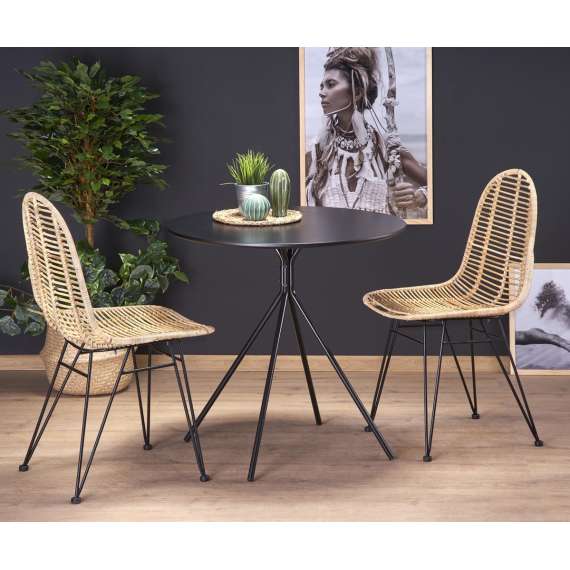 Spisebord Fondi - Ø80 cm - svart - metall ben