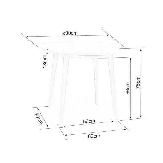 Spisebord Larsen 90 cm - hvit - hvitvasket eik