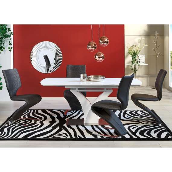 Spisebord Palermo 140 - 180 cm - Hvit matt - Glass