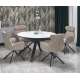Spisebord Vertigo - Ø130 cm - hvit marmor - sorte ben