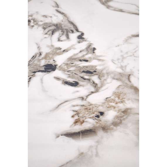 Spisebord Garet Ø120 cm - hvit marmor - sort ben