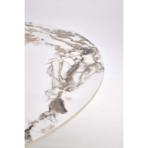 Spisebord Garet Ø120 cm - hvit marmor - sort ben