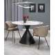 Spisebord Garet Ø120 cm - hvit marmor - sort ben
