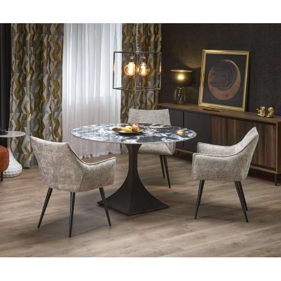 Spisebord Manuel Ø120 cm - sort marmor - sort ben