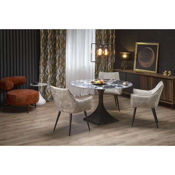 Spisebord Manuel Ø120 cm - sort marmor - sort ben