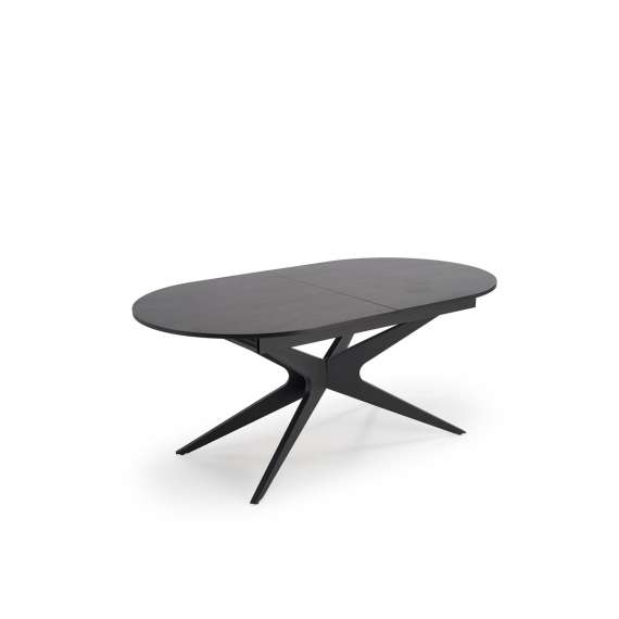 Spisebord Sandro 180-240 cm - svart foliert MDF - metal ben