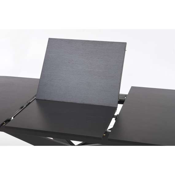 Spisebord Sandro 180-240 cm - svart foliert MDF - metal ben