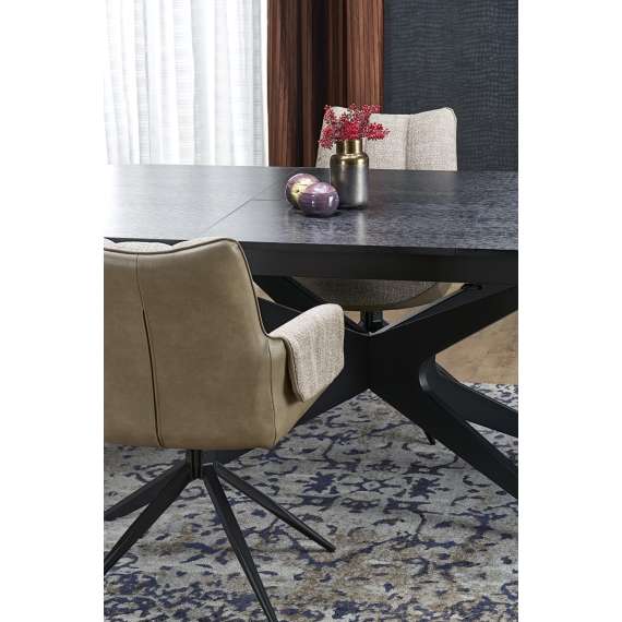 Spisebord Sandro 180-240 cm - svart foliert MDF - metal ben