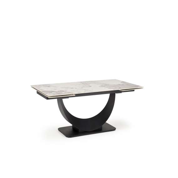 Spisebord Fernando 160-240 cm - beige marmor - sort