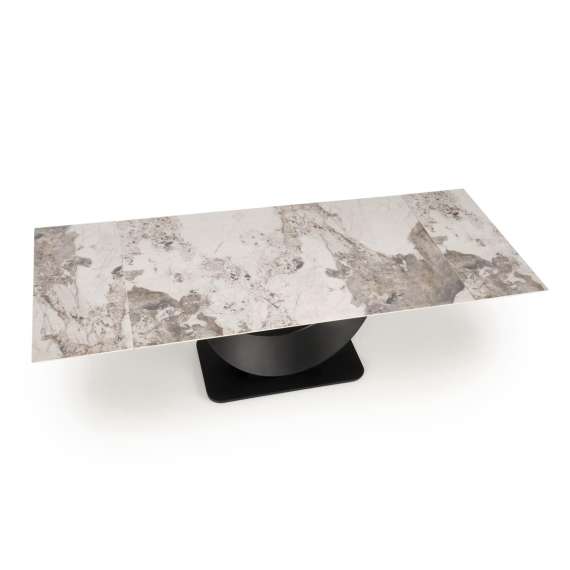 Spisebord Fernando 160-240 cm - beige marmor - sort