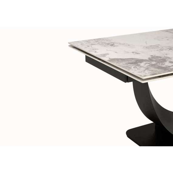 Spisebord Fernando 160-240 cm - beige marmor - sort