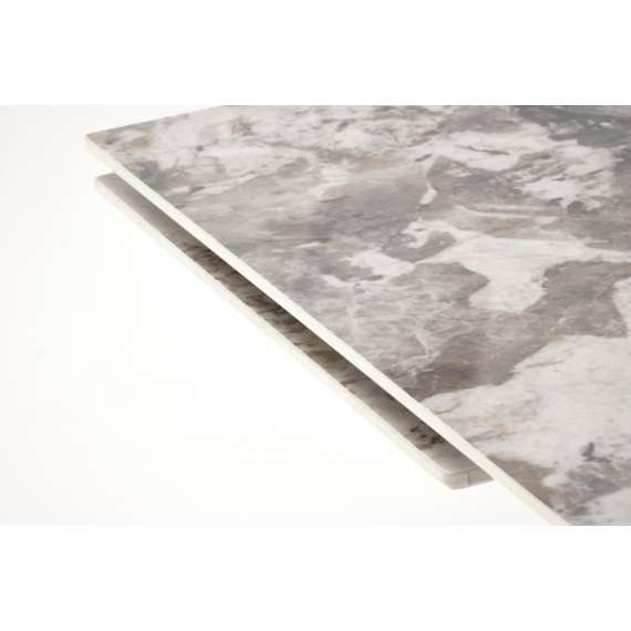 Spisebord Fernando 160-240 cm - beige marmor - sort