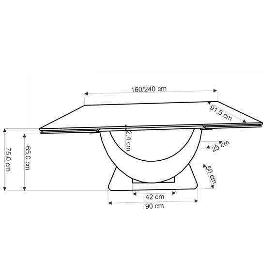 Spisebord Fernando 160-240 cm - beige marmor - sort