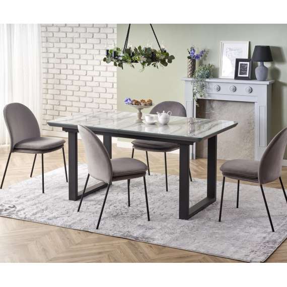 Spisebord Marley 160-200 cm - hvit marmor - grå