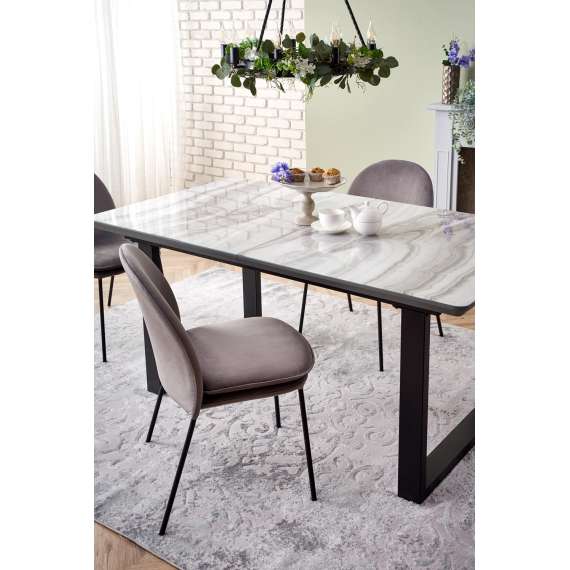 Spisebord Marley 160-200 cm - hvit marmor - grå