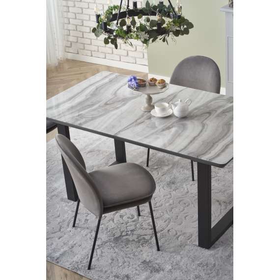 Spisebord Marley 160-200 cm - hvit marmor - grå