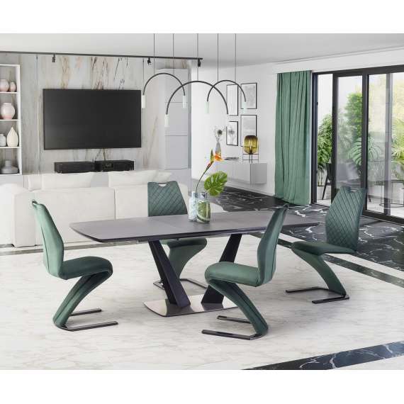 Spisebord Fangor 160-220 cm - mørk grå - sort