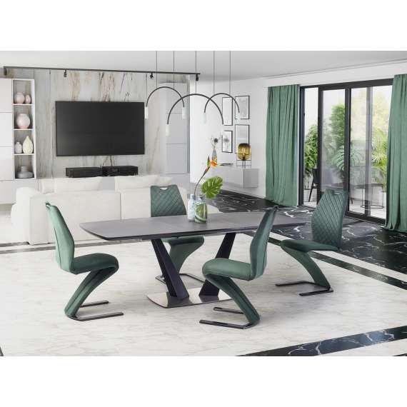 Spisebord Fangor 160-220 cm - mørk grå - sort