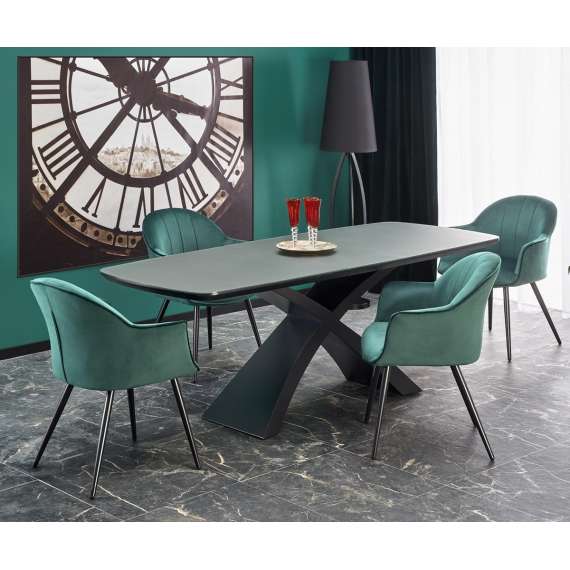 Spisebord Silvestro 180-220 cm - mørk grå - sort