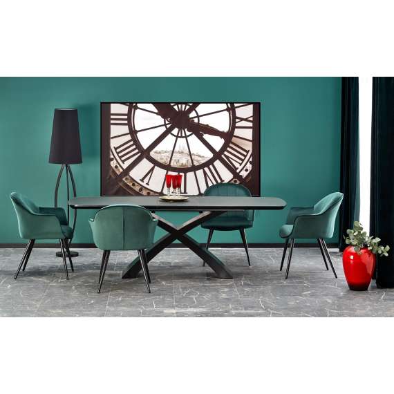 Spisebord Silvestro 180-220 cm - mørk grå - sort