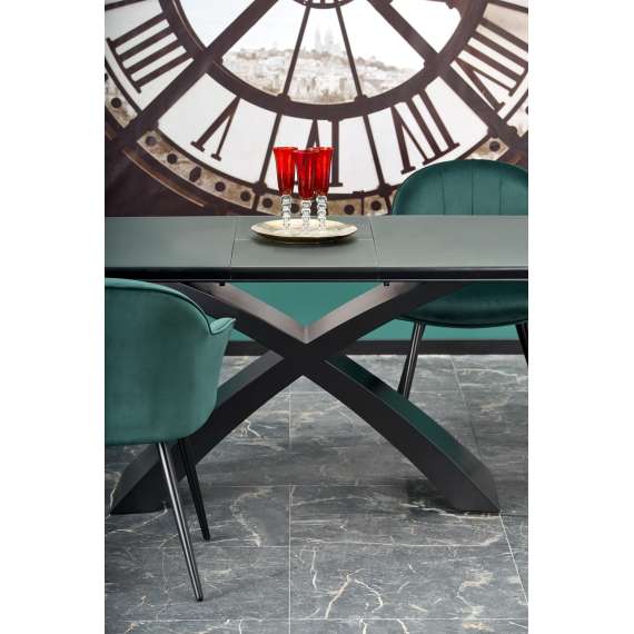 Spisebord Silvestro 180-220 cm - mørk grå - sort