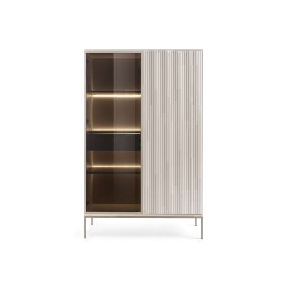 Vitrineskap Sento 104x166 cm - cashmere - med belysning