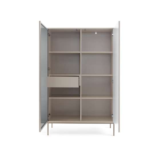 Vitrineskap Sento 104x166 cm - cashmere - med belysning