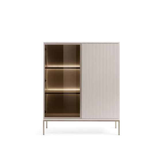 Vitrineskap Sento 104x126 cm - cashmere - med belysning