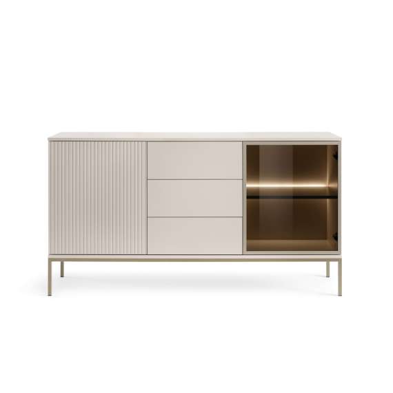 Skjenk Sento 154x83 cm - cashmere - 3 dører - med belysning