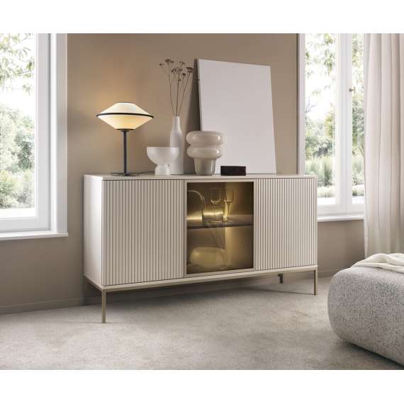 Skjenk Sento 154x83 cm - cashmere - 3 dører - med belysning