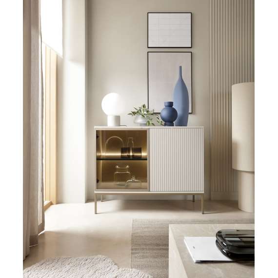 Skjenk Sento 104x83 cm - cashmere - 2 dører - med belysning