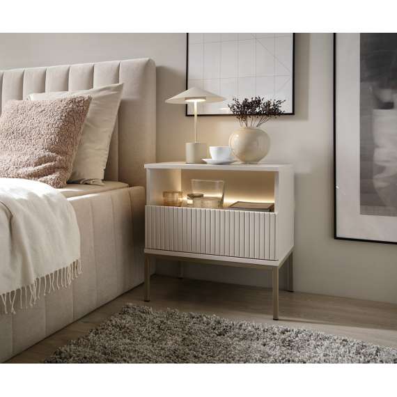 Nattbord Sento 54x56 cm - cashmere - med belysning