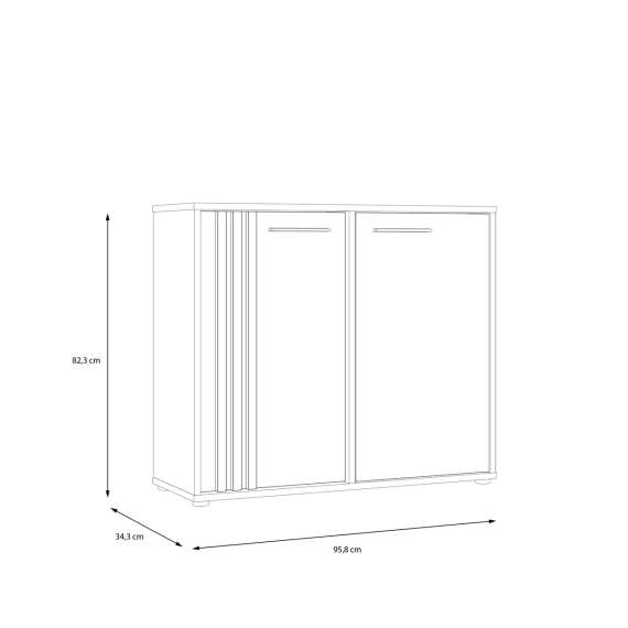 Skjenk CARDIGAN - 96x82 cm - eik artisan - hvit matt - 2 dører