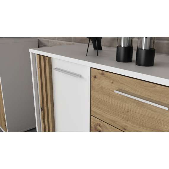 Skjenk CARDIGAN - 96x82 cm - eik artisan - hvit matt - 2 dører