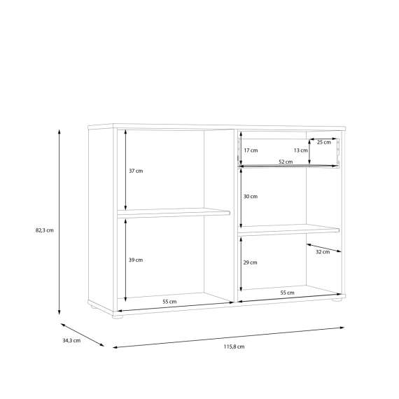 Skjenk CARDIGAN - 116x82 cm - eik artisan - svart matt - 2 dører - 1 skuff