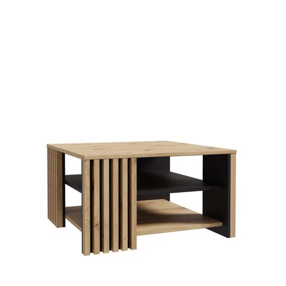 Sofabord CARDIGAN - 80x80 cm - eik artisan - svart matt
