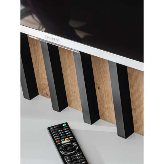 Vegghengt tv-benk Verti II 180 cm - eik artisan - perle grå - spiler